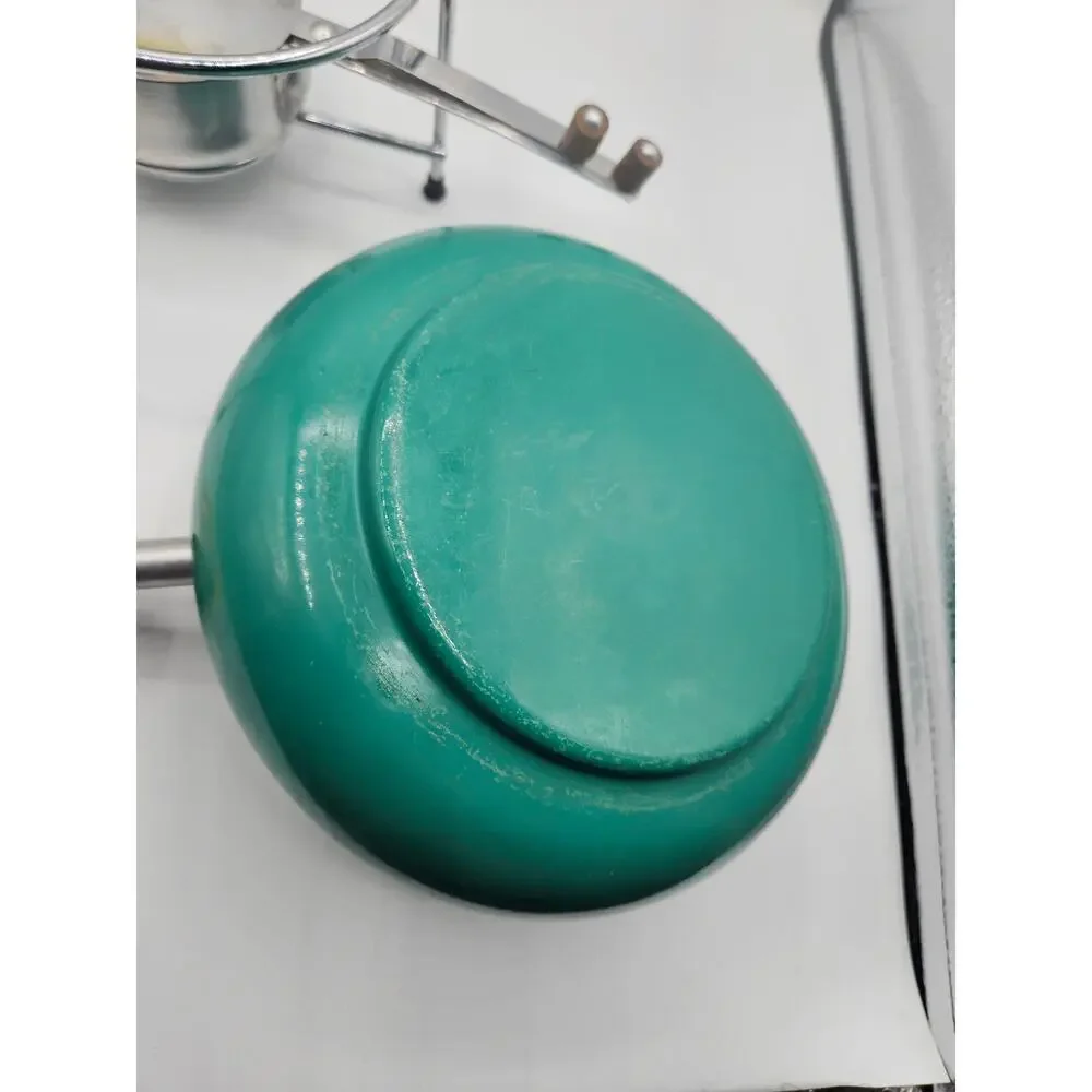 Vintage Mid Centry Modern Fondue Pot Buehner‎ Wanner Blue Wood Handle